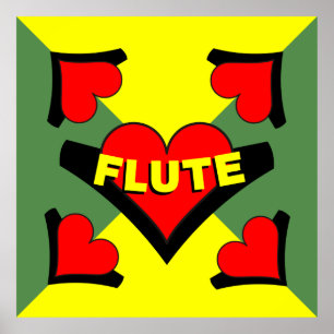 Poster Flute Over Heart