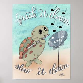 Poster Flute Playing Turtle