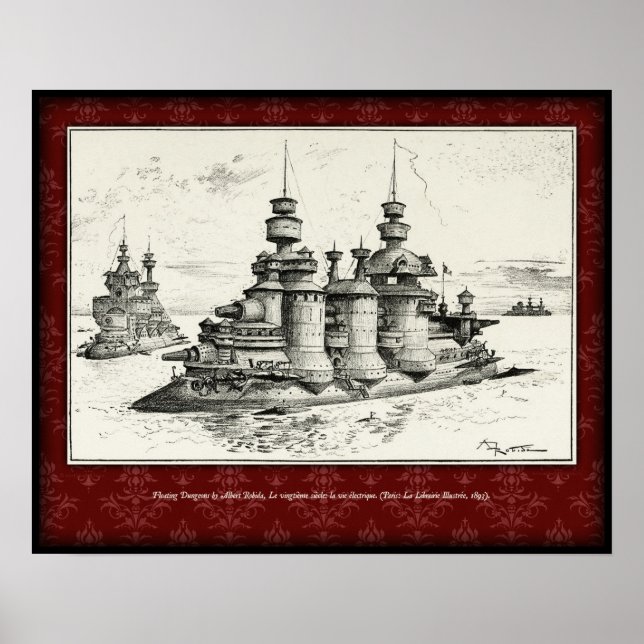 Poster Flutuante Dungeons - Albert Robida, 1893 (Frente)