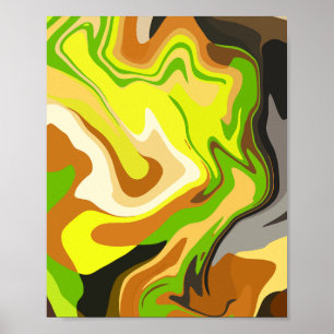 Poster Fluxo Abstrato de Cores Terrosas e Naturais