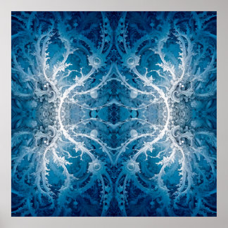 Poster Fluxo Cósmico Sagrado - Simetria de Prata Azul