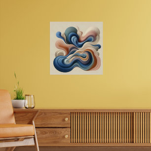 Poster Fluxo de Abstrato Fluido - Terra e Arte Azul da Fi