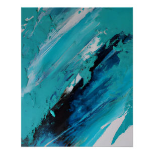 Pôster Fluxo de Energia Abstrata Azul Turquesa Ousada