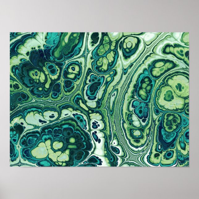 Poster Fluxo de Mármore Verde Esmeralda (Frente)