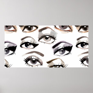 Poster Fluxo de olhos bonitos da Aquarela