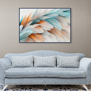 Poster Fluxo de Pena Abstrata – Elegância Suave