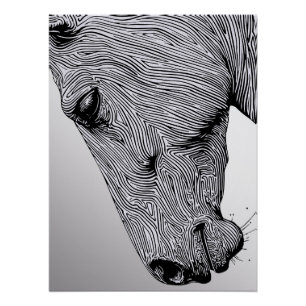 Pôster Fluxo do Cavalo de Arte Minimalista Selvagem