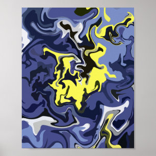 Poster Fluxo etéreo de Amarelo e Azul