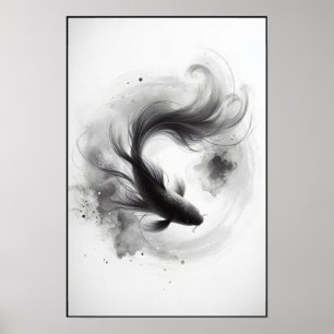 Poster Fluxo etético de um Abstrato Koi Graceful