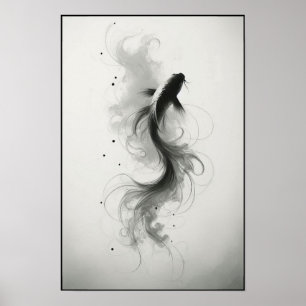 Poster Fluxo etético de um Abstrato Koi Graceful
