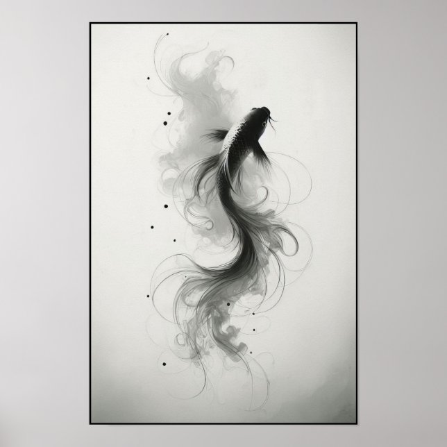 Poster Fluxo etético de um Abstrato Koi Graceful (Frente)