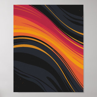 Poster Fluxo Fiery de Listras Curvas