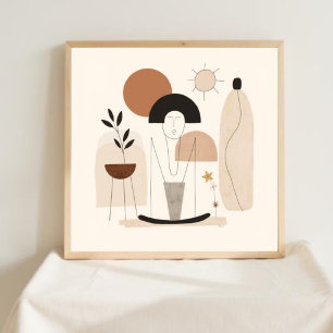 Poster Fluxo Harmônico – Arte Botânica Abstrata na Parede