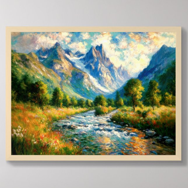 Poster Fluxo Impressionista Vale das Montanhas (Criador carregado)