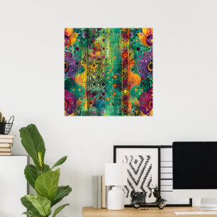 Poster Fluxo Místico - Arte Energética Abstrato Psicodéli