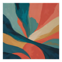 Fluxo Negrito - Arte Abstrato Brushaft em Teal, Co