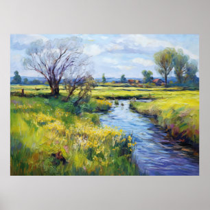 Poster Fluxo Tranquilo de Verão na Paisagem de Havelland