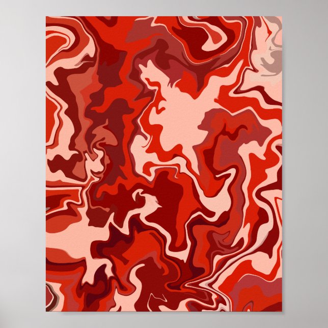 Poster Fluxo Vermelho Abstrato (Frente)
