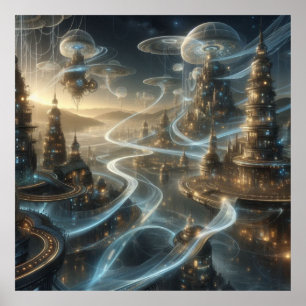 Poster Fluxos Espaciais Fantásticos Futuros