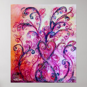 POSTER FLUXOS QUÍMICOS,PINK PURPLE NADA COM CORAÇÃO