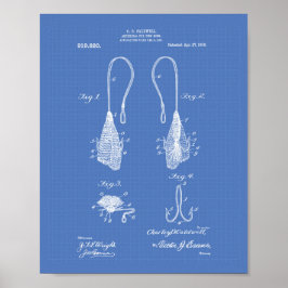 Poster Fly Fish Hook 1909 Patent Art Blueprint