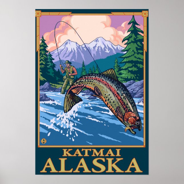 Poster Fly Fishing Scene - Katmai, Alaska (Frente)