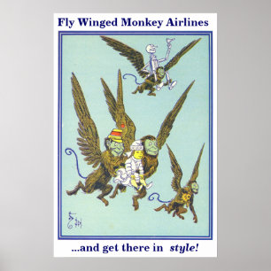 Pôster Fly Winged Monkey Airlines