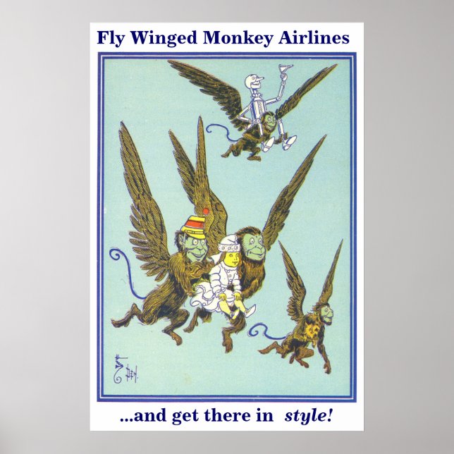 Pôster Fly Winged Monkey Airlines (Frente)