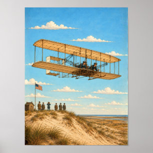 Poster Flyer dos Irmãos Wright Sobre Kitty Hawk