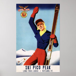 Pôster Flyer Flexível Pin-Up Skiing Girl