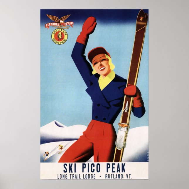 Pôster Flyer Flexível Pin-Up Skiing Girl (Frente)