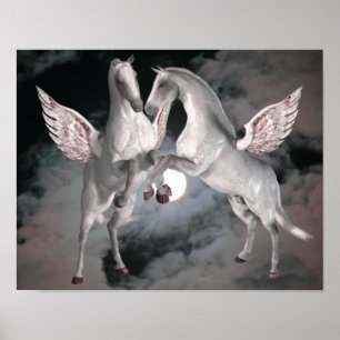 Pôster Flying Pegasus Fantasy Horse Art