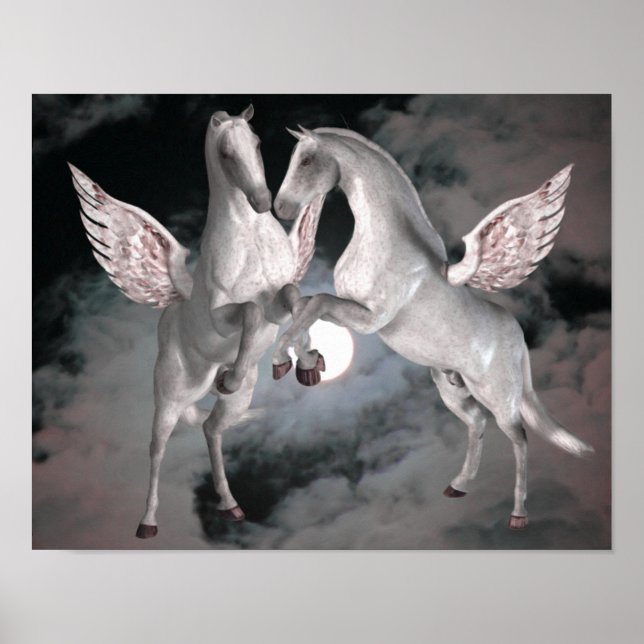 Pôster Flying Pegasus Fantasy Horses Art (Frente)