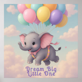 Poster Flyng Baby Elephant com citação personalizada, Nur