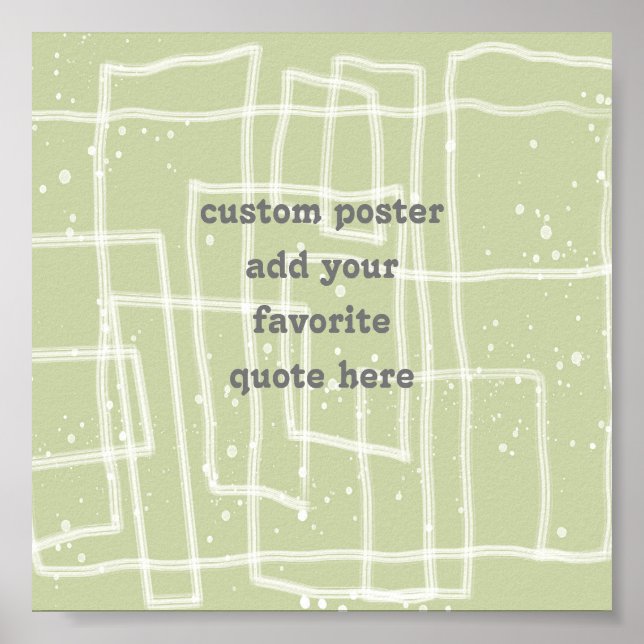 Poster foan e funky line art moss green adicionam uma cit (Frente)