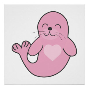 Pôster Foca-rosa-branca