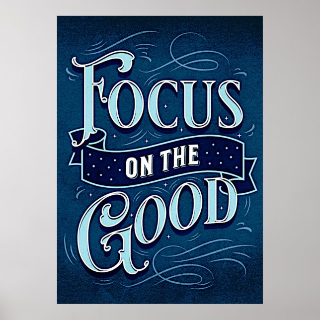 Poster Foco no bom - Inspirar e motivar o azul (Frente)