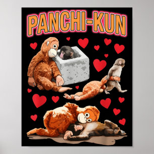 Poster Fofa panchi-kun bebê macaco bebê macaco meme engra