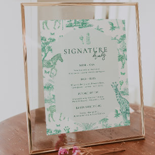 Poster Fofa Safari Toile de Jouy   Bebida para Chá de Beb
