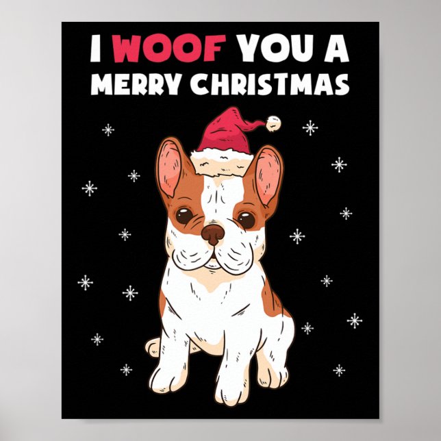 Poster Fofinho um Feliz Natal Cachorro Bulldog Francês Am (Frente)