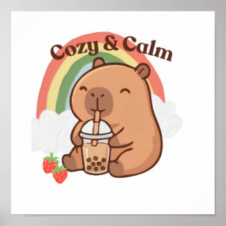 Poster Fofo de Capivara para Sala de Estar