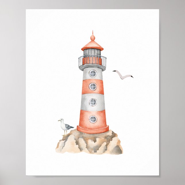 Pôster Fofo de Farol em Aquarela (Frente)