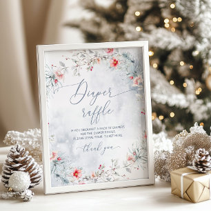 Poster Fofo de fralda de Natal, azul-poeirento, de invern