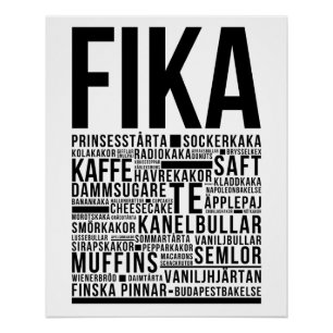 Pôster Fofos de café suecos da Fika Poster de tipografia