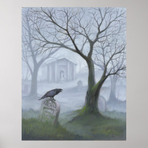 Poster Foggy Graveyard