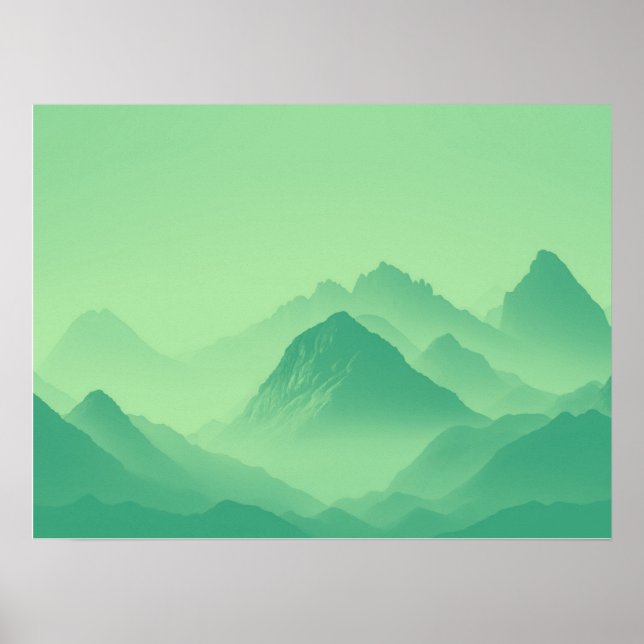 Poster Foggy Mountain Nature Boho Foto Mínima (Frente)