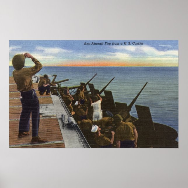 Poster Fogo Anti-Avião da Transportadora dos EUA - Marinh (Frente)