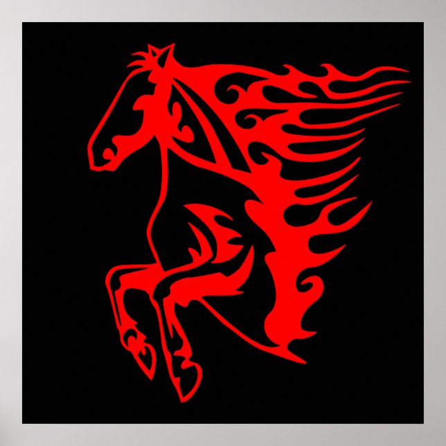 Poster Fogo Chato Vermelho Bronco Mustang Cavalo Selvagem (Frente)