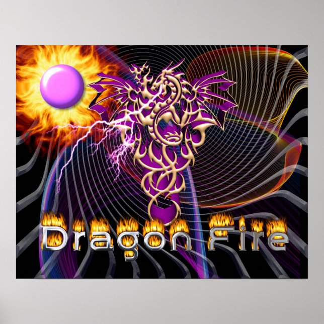 Poster Fogo de Dragão - Arte Fantasia (Frente)