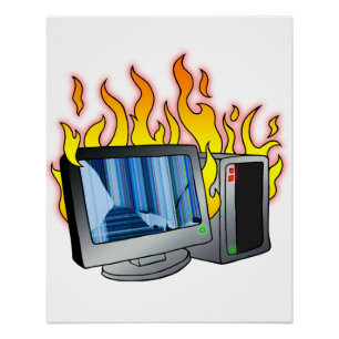 Pôster Fogo do computador - Zazzle Poster brilhante